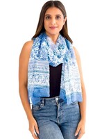 Scarf Sheela Chiffon Block Print Blue