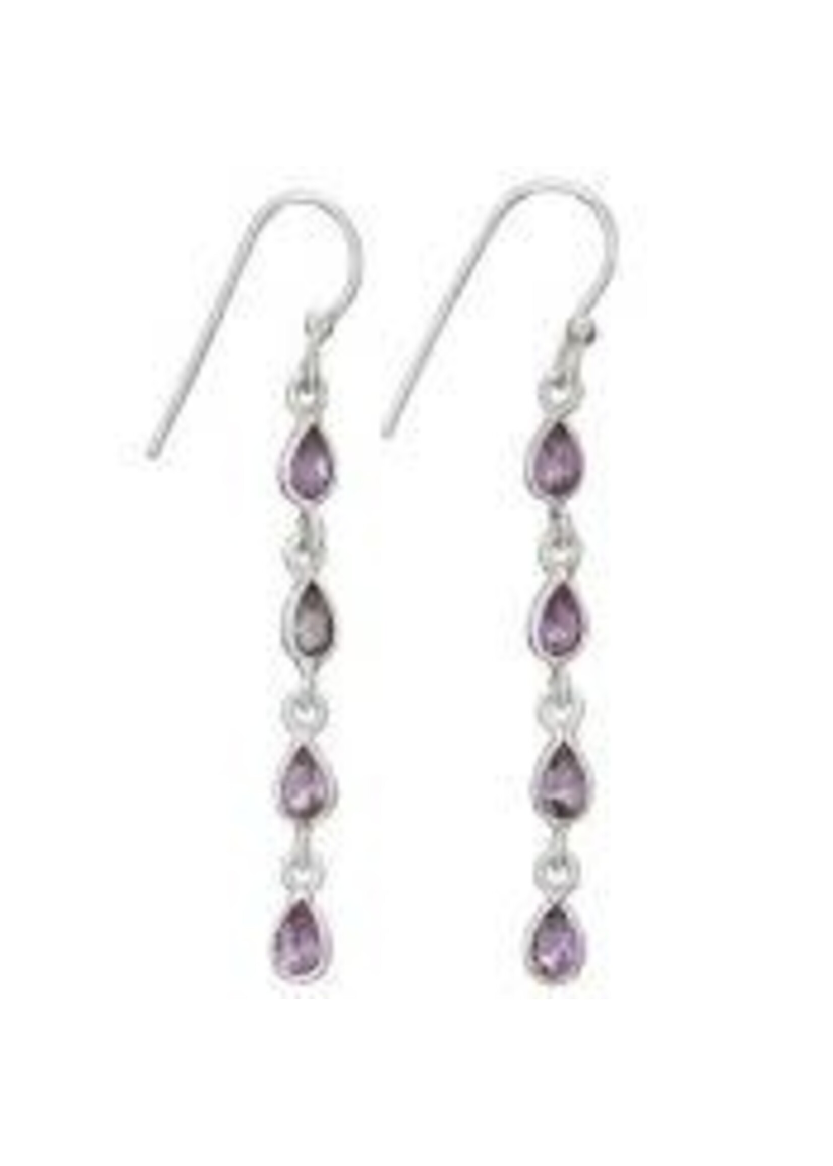 Earring 4 Teardrop Amethyst Facet