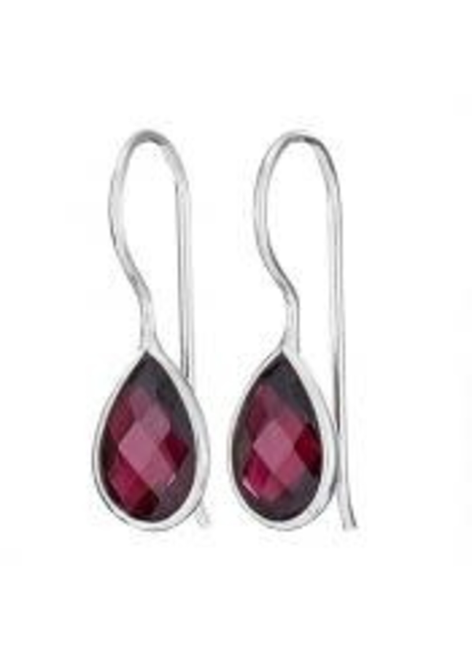 Earrings Garnet Tear Facet