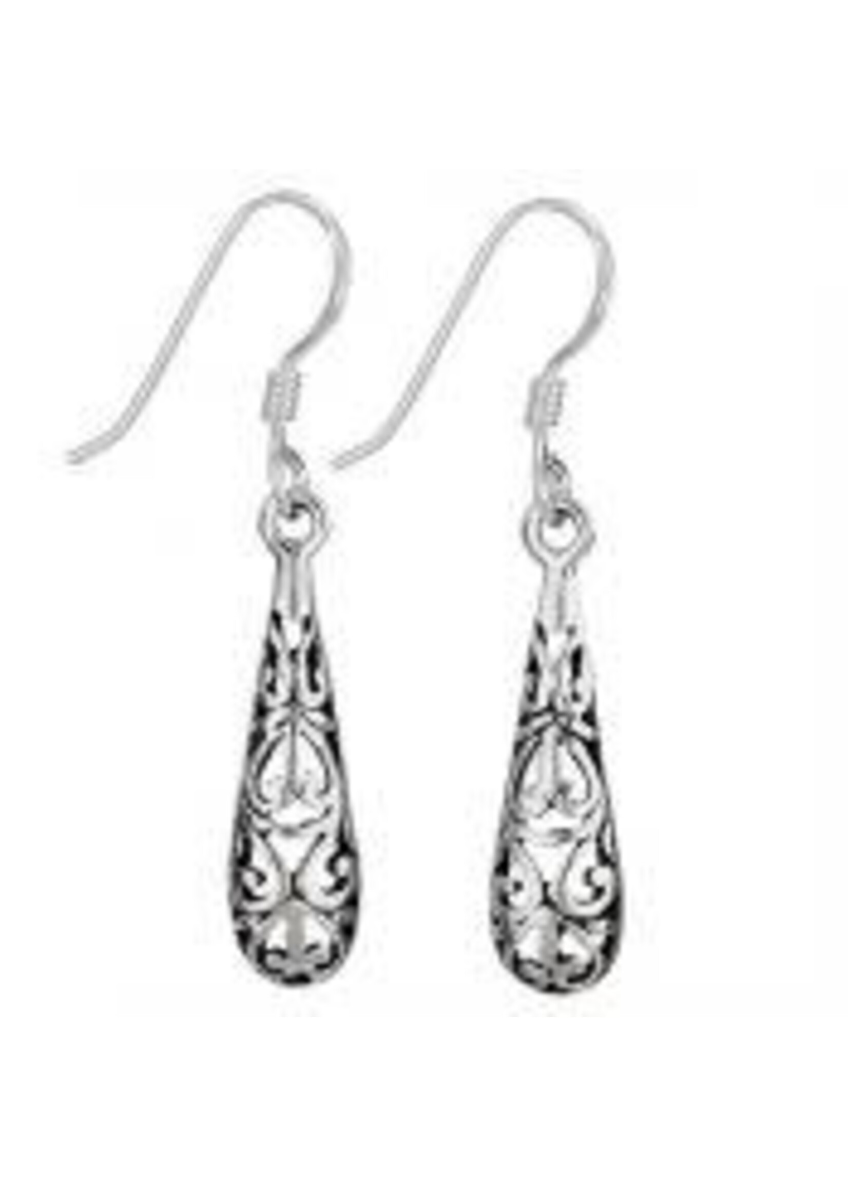 Earrings Scroll Teardrop SS