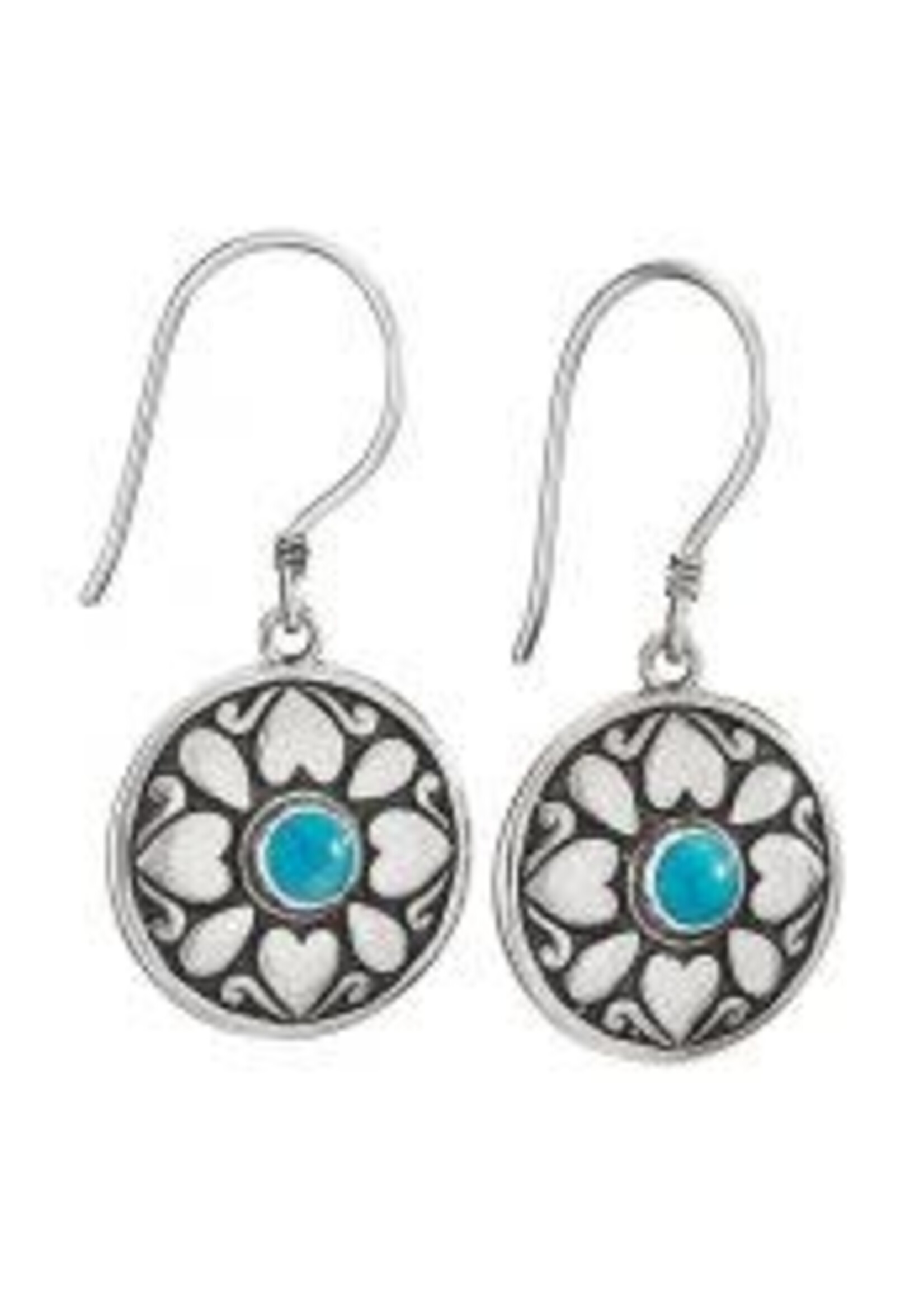 Earring Rd. Turq Flower SS