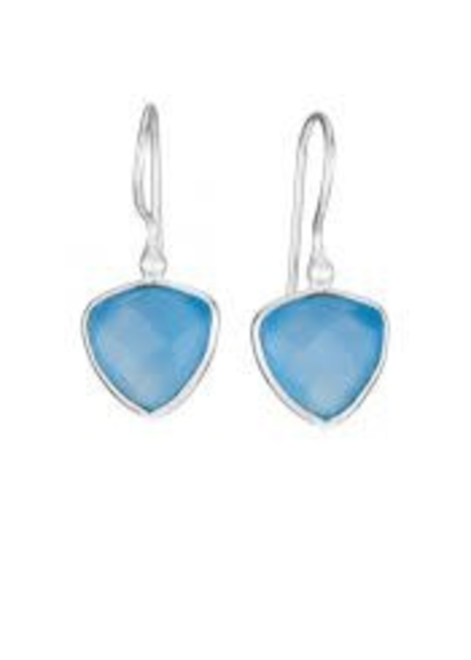 Earrings SS Triangle Facet Chalcedony