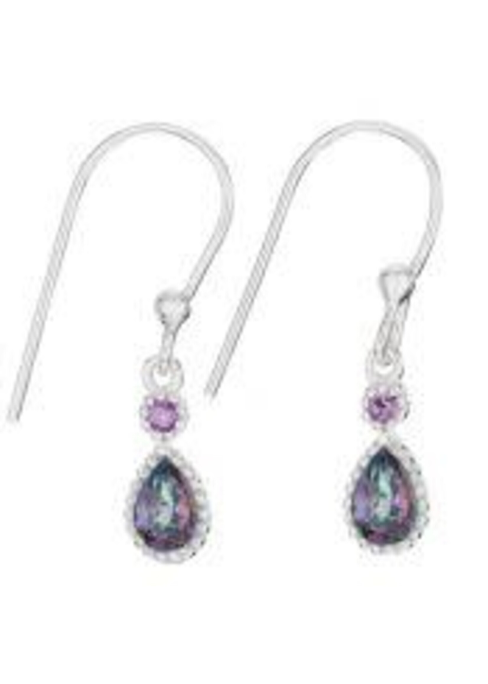 Earrings SS Teardrop Mystic Topaz w/Amethyst