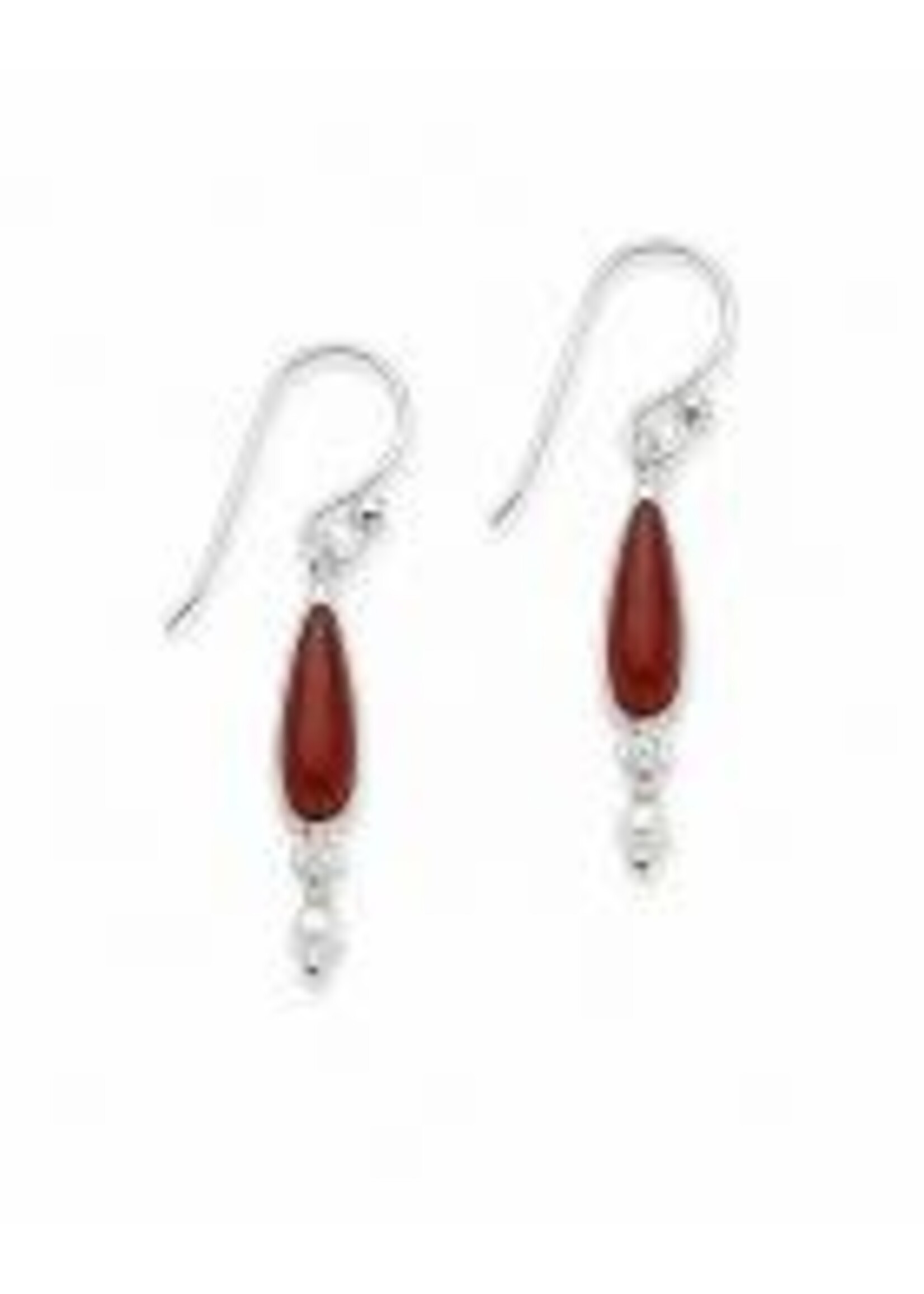 Earrings SS Carnelian w/Pearl Bead Drop