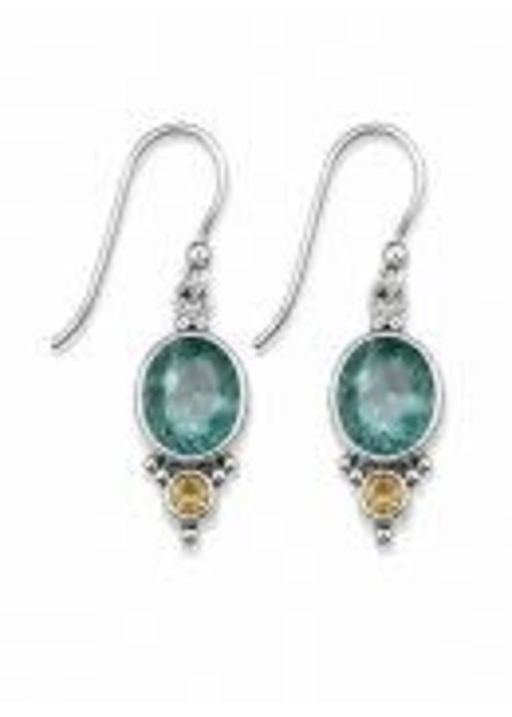 Earrings SS Oval Apatite w/Citrine
