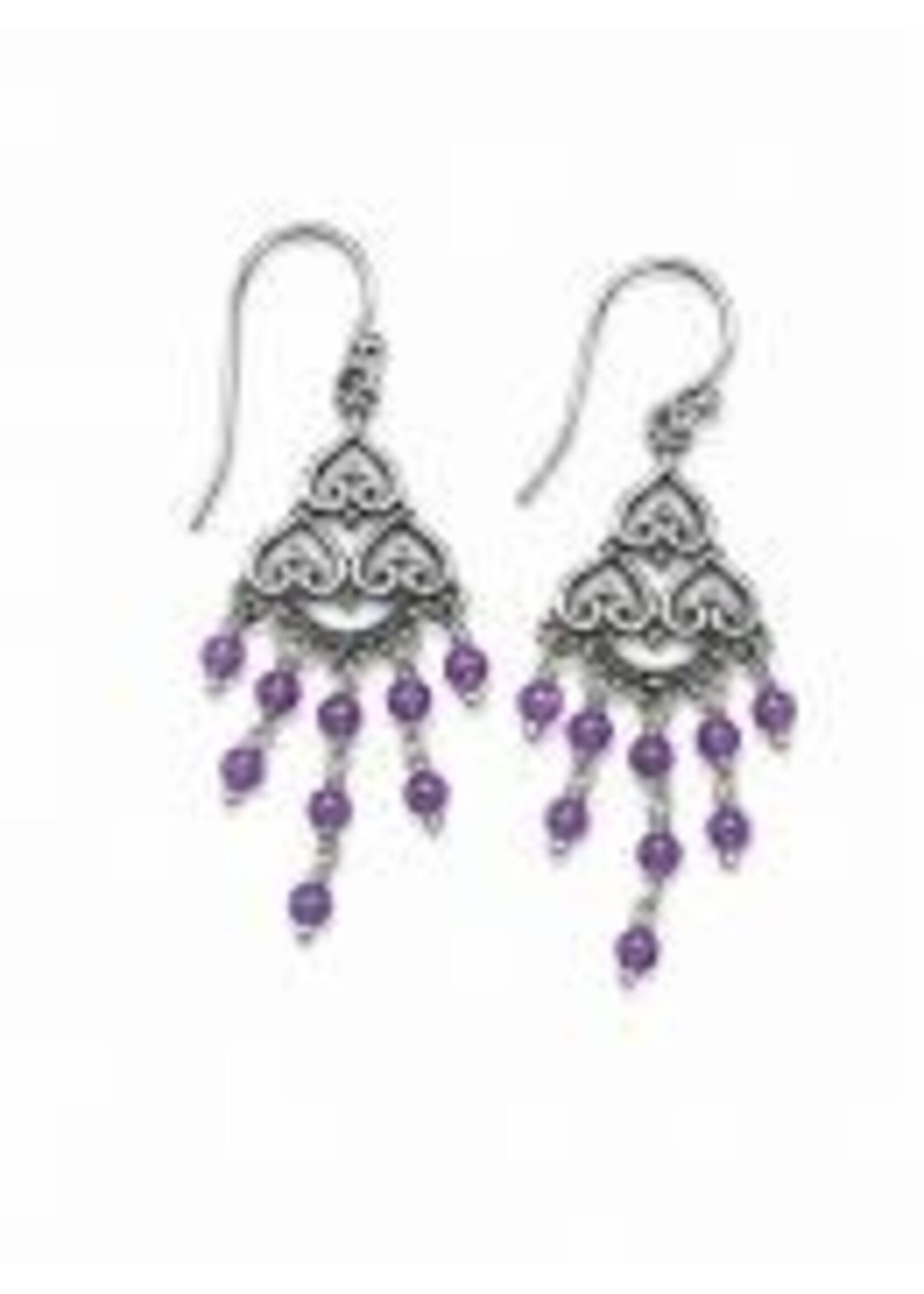 Earring SS Amethyst Bead Chandelier