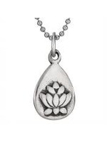 Necklace SS Teardrop Raised Lotus