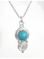 Necklace SS Round Turquoise Swirl