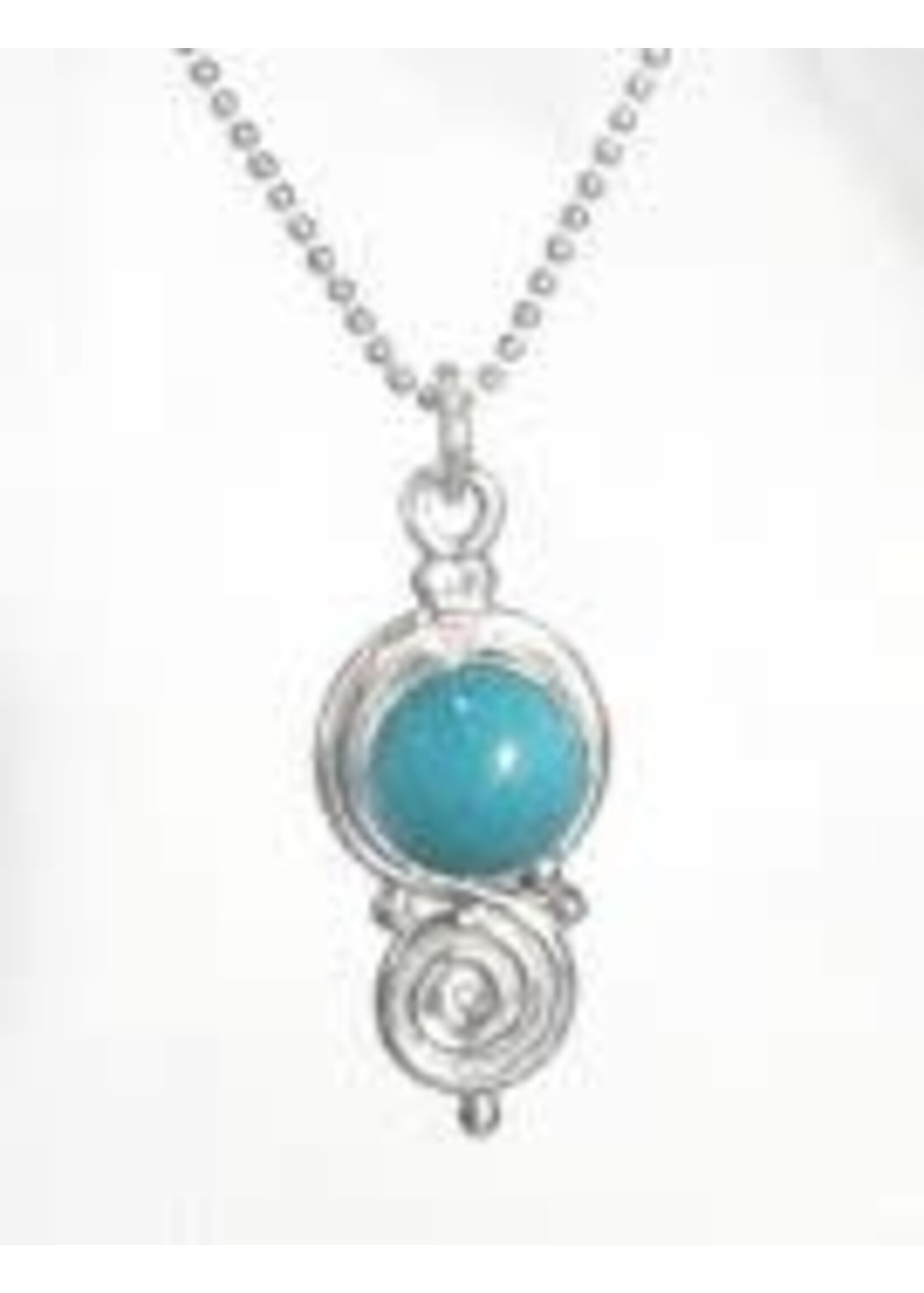 Necklace SS Round Turquoise Swirl
