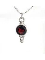 Necklace SS Garnet Drop