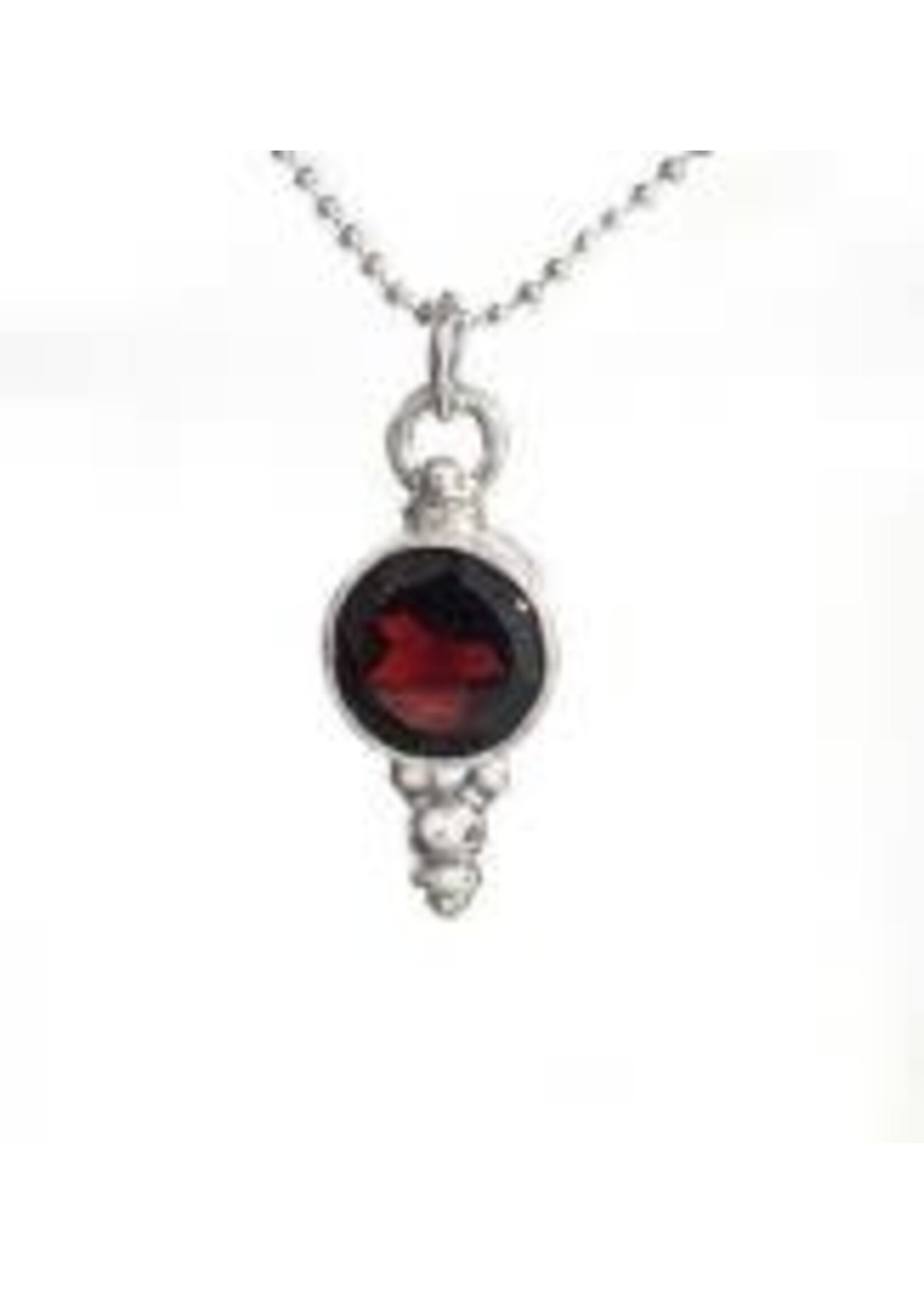 Necklace SS Garnet Drop