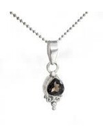 Necklace SS Smokey Topaz Teardrop