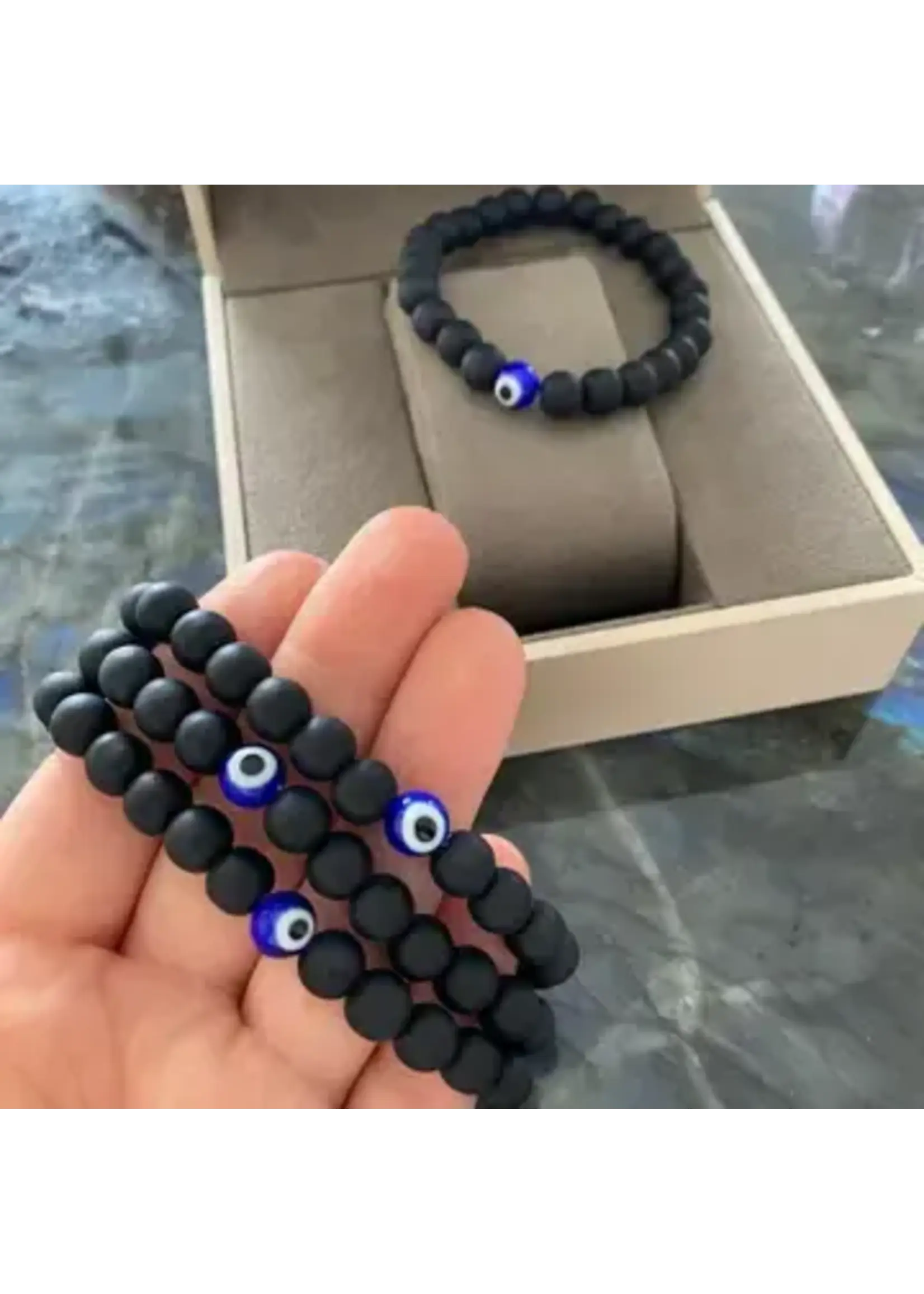 Bracelet Evil Eye Bracelet for Men, Natural Stone Onyx Bead