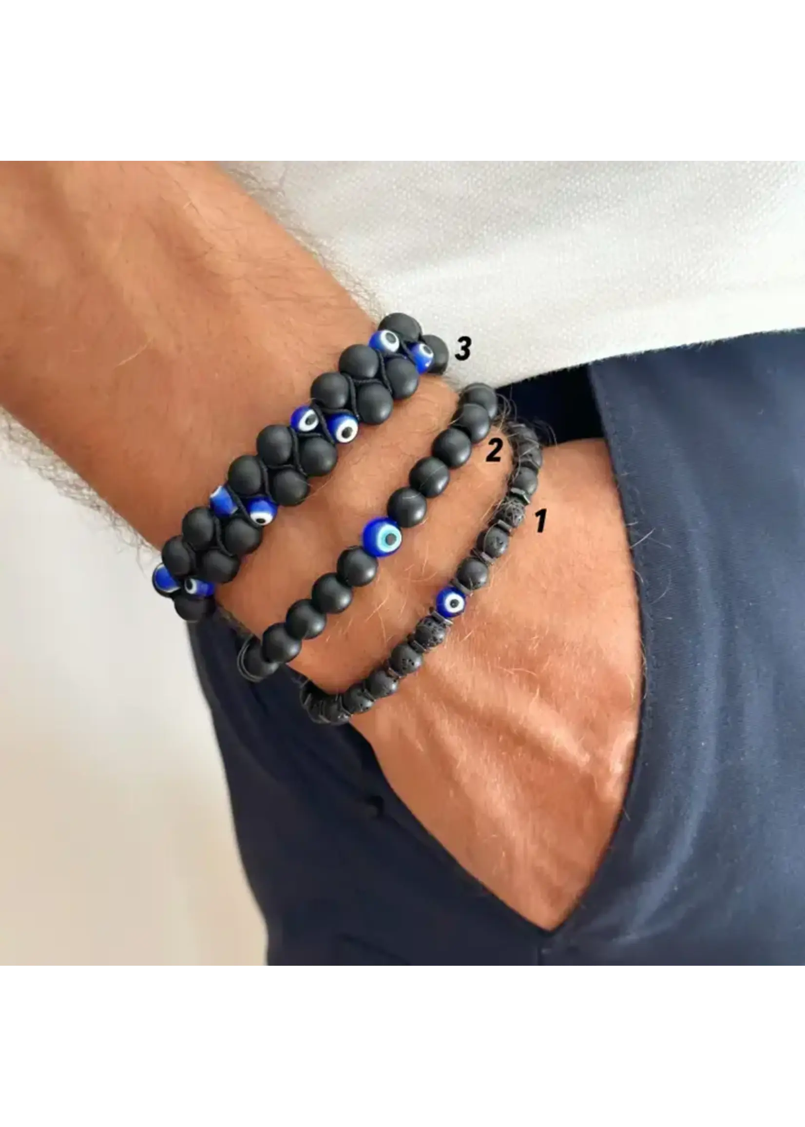 Bracelet Onyx Bracelet with Evil Eye, Mens Bracelet