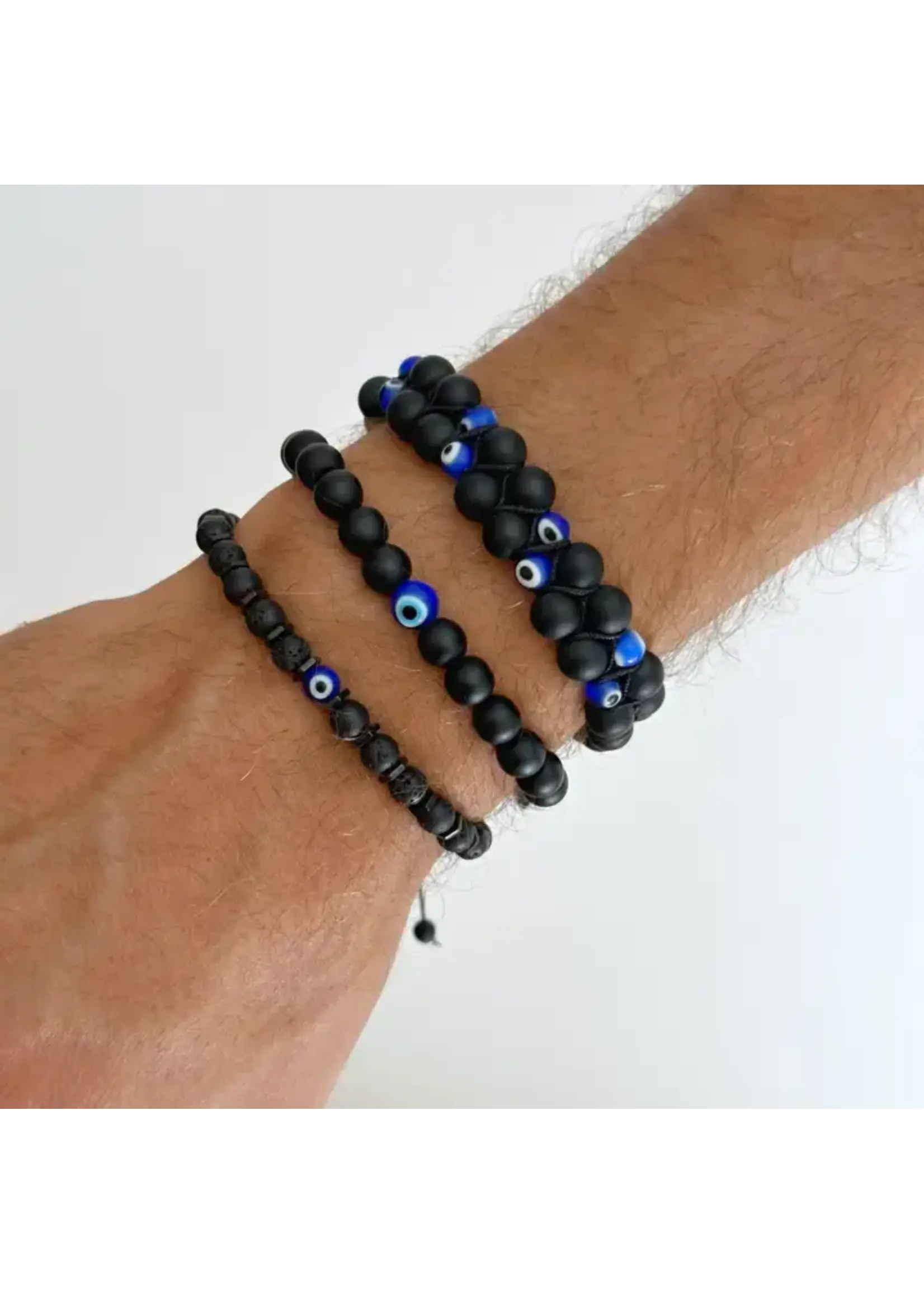 Bracelet Onyx Bracelet with Evil Eye, Mens Bracelet