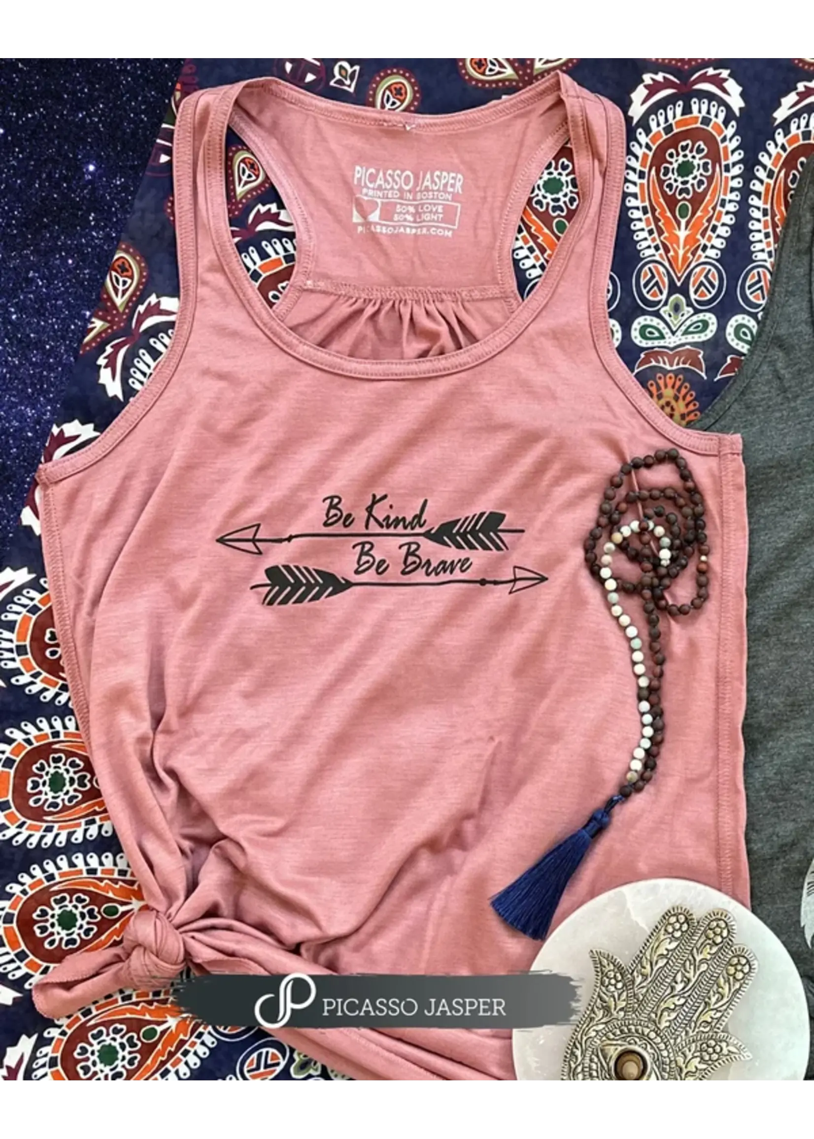 Be Kind, Be Brave, Blush Flowy Tank  XL