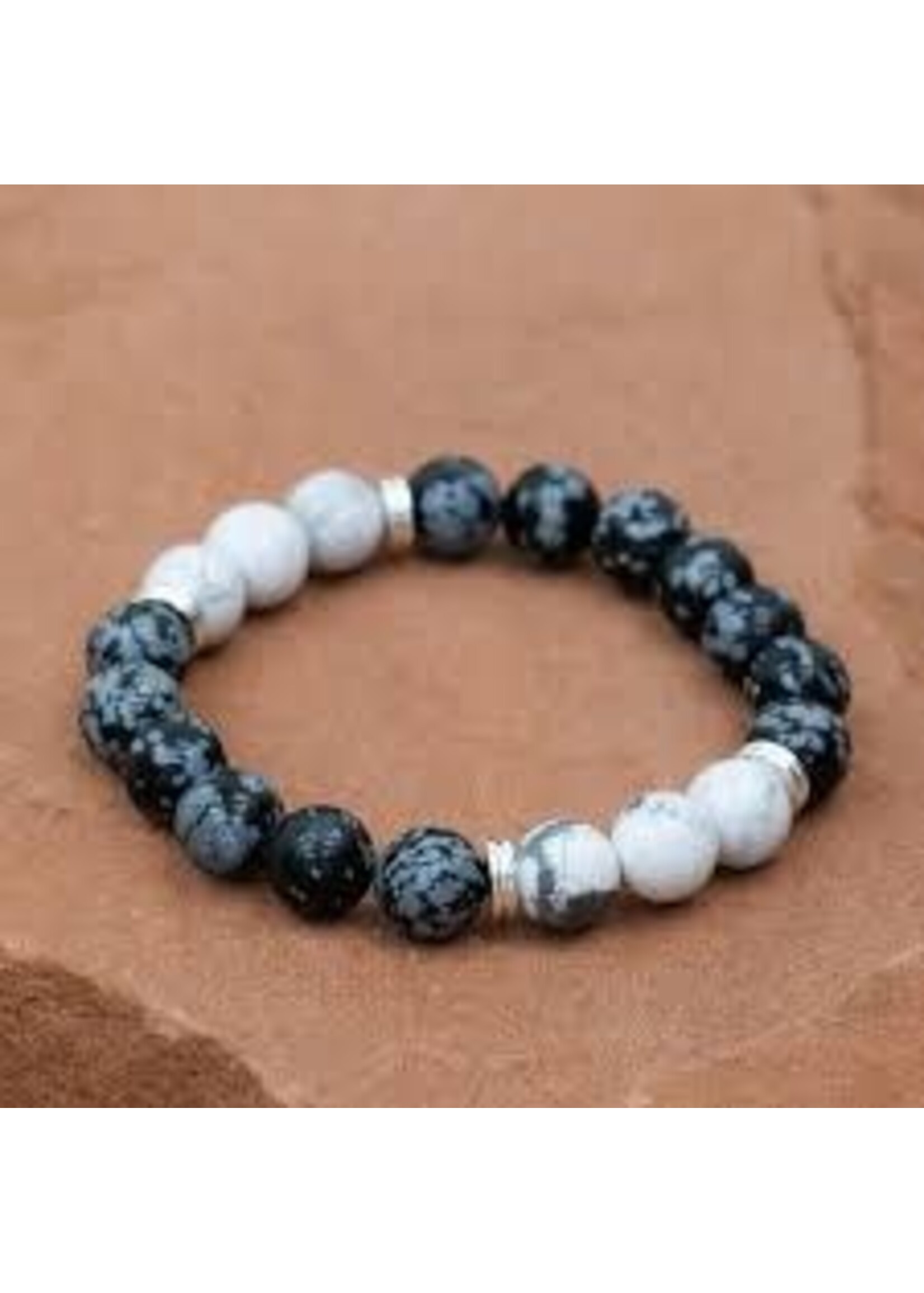 Bracelet Snowflake Obsidian & Howlite 10mm