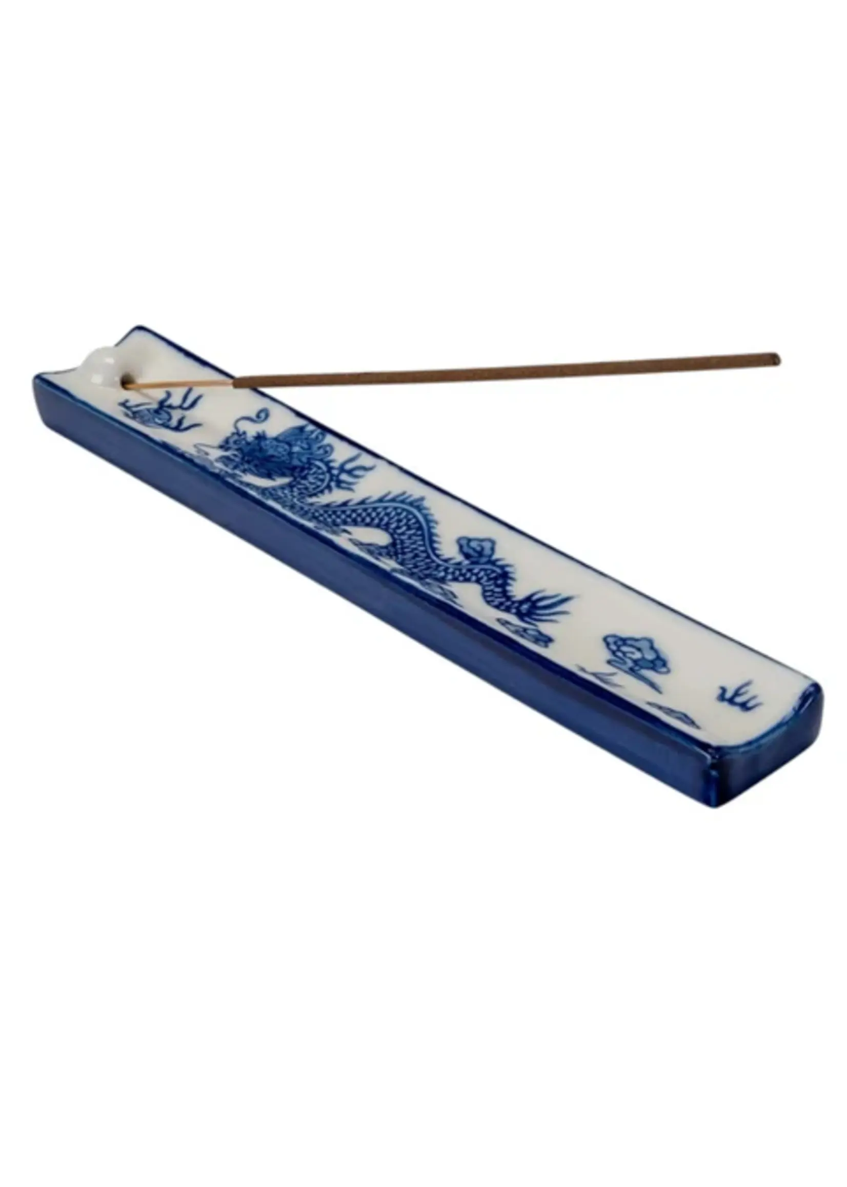 Incense Holder Handpainted Ceramic Ryu Dragon 9 inch
