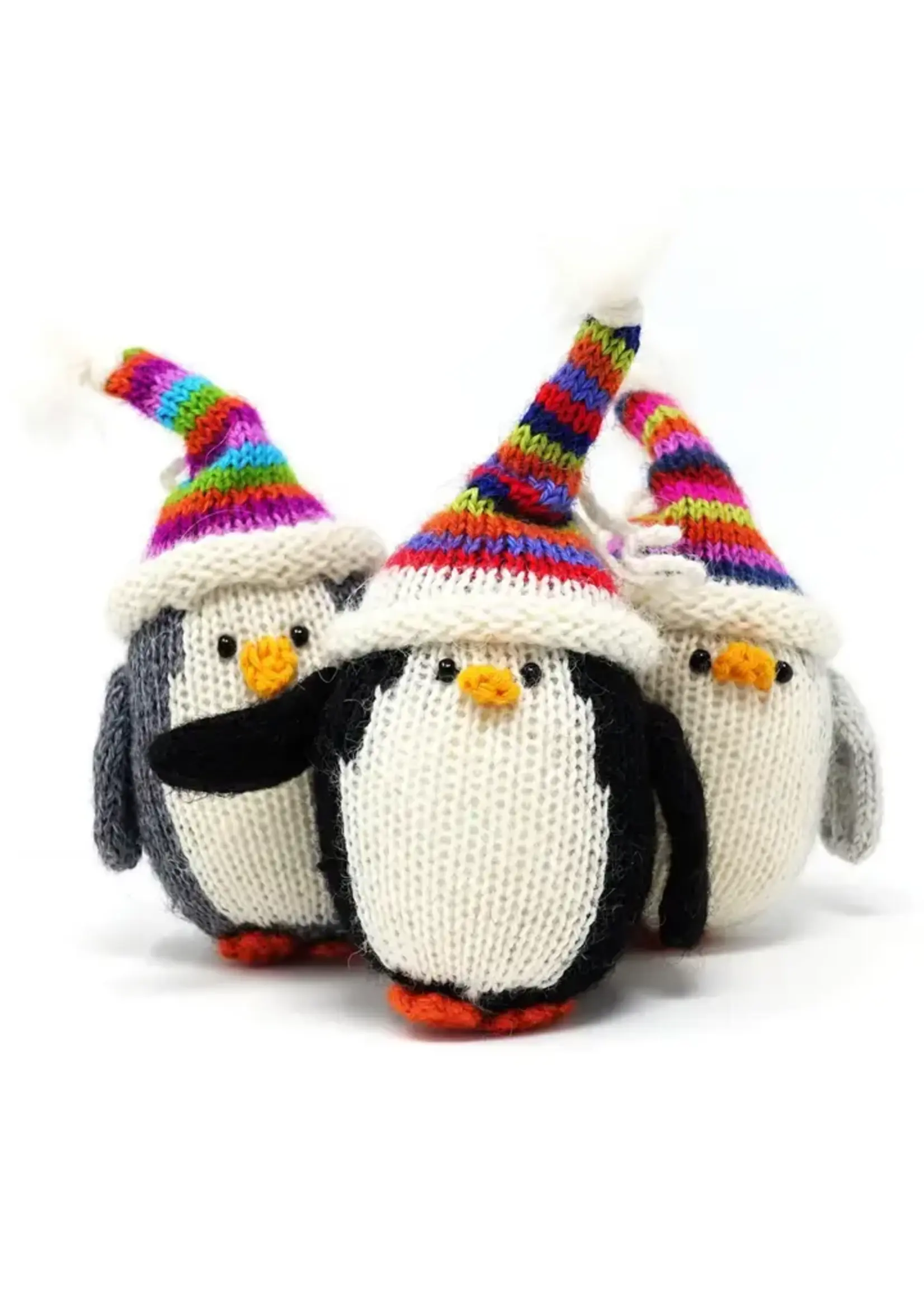 Ornament Handmade Penguin with Stripe Hat
