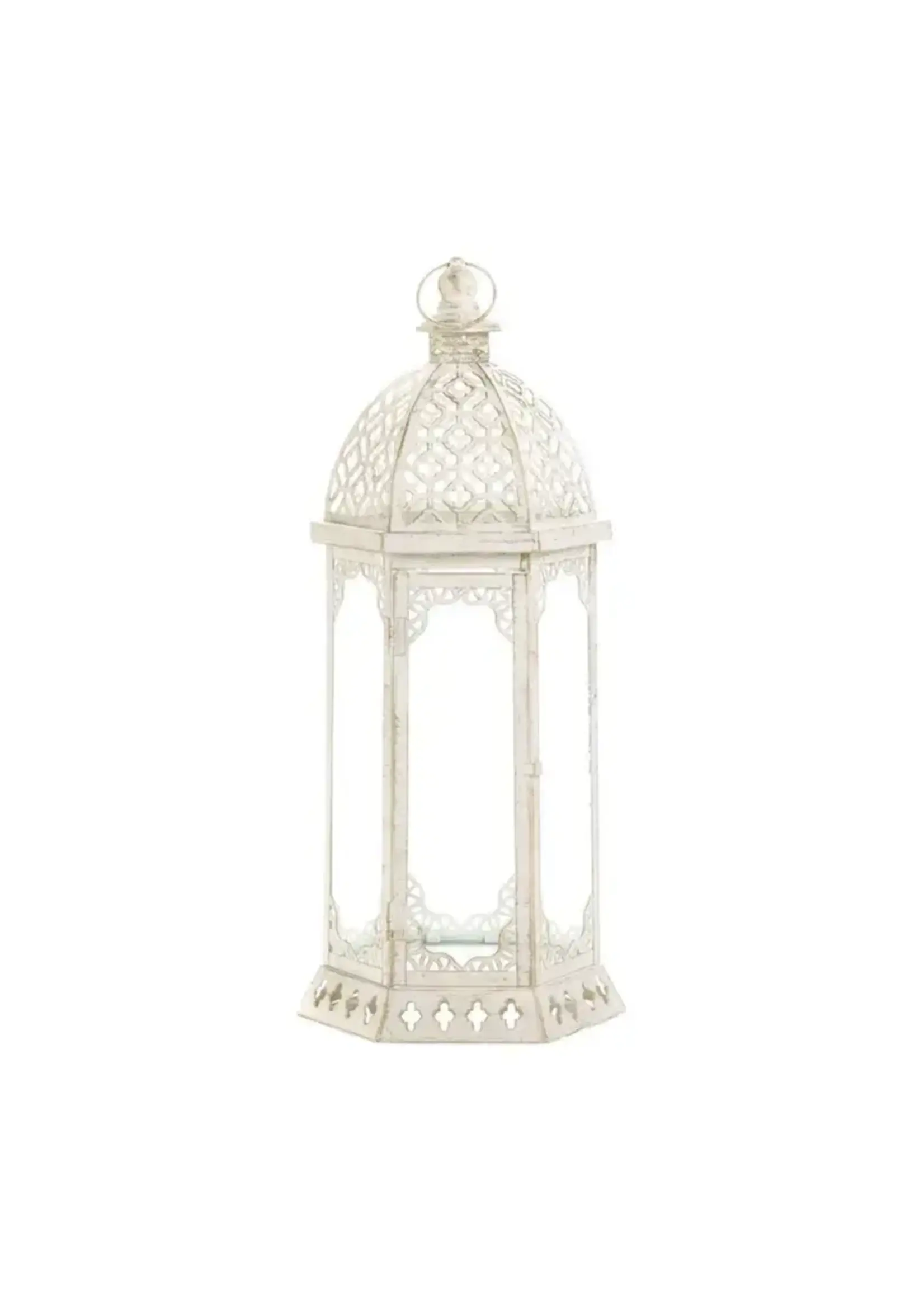 Graceful Distressed Large White Lantern
