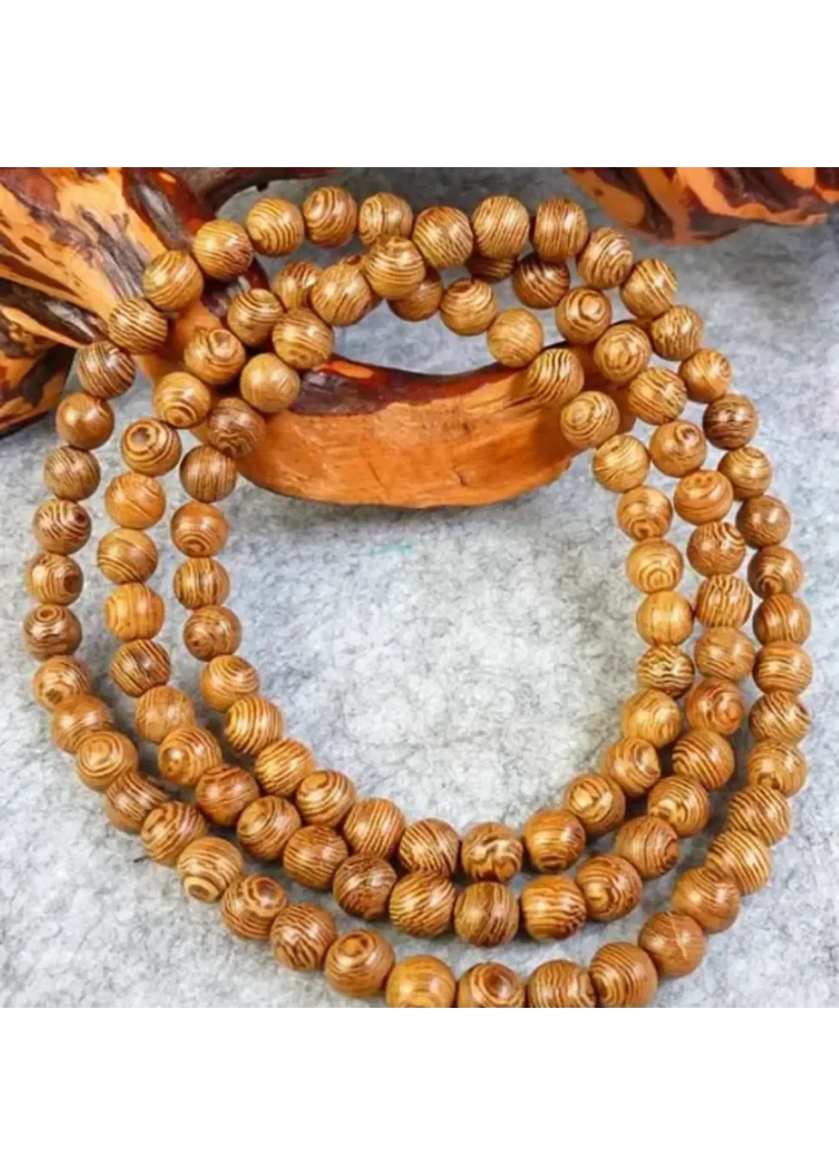 Namu Baru Phoenix Tail Wood 108 Bead Mala - Prayer Beads -8mm