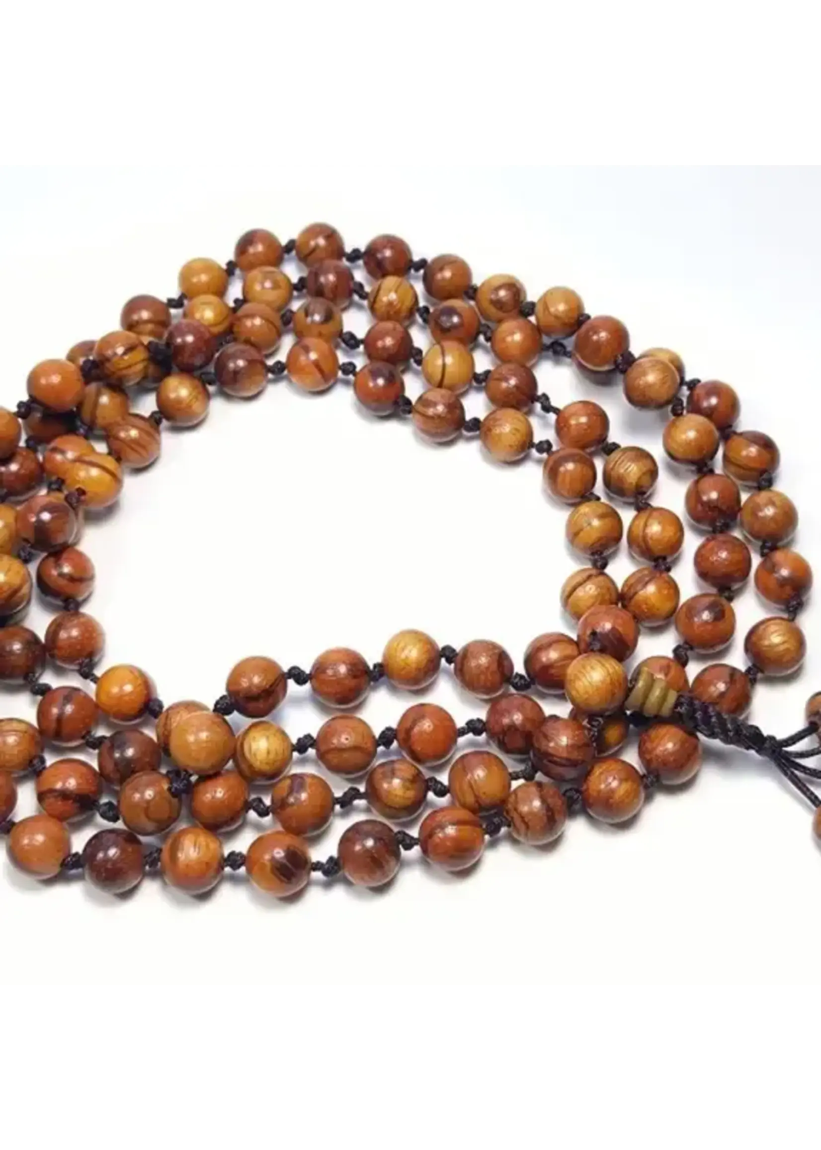 Namu Baru Tiger Aloeswood Knotted 108 Bead Mala - Prayer Beads - 8mm