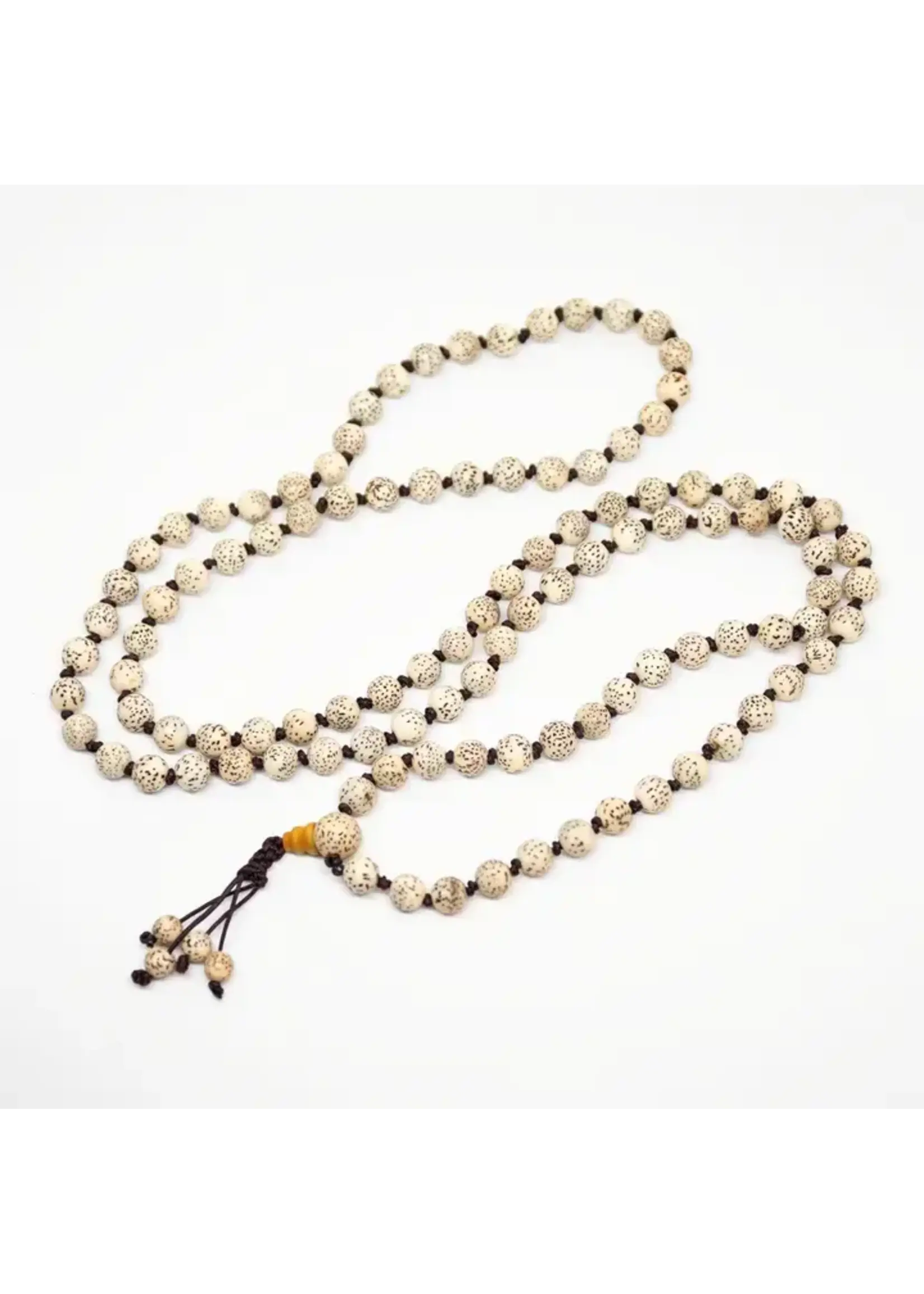 Namu Baru White Lotus Seed Knotted 108 Bead Mala - 7-8mm