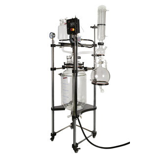 Goldleaf Scientific Double Jacketed Glass Reactor 100L, C1D2, with electric motor