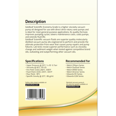 Goldleaf Scientific Vacuum Pump Oil