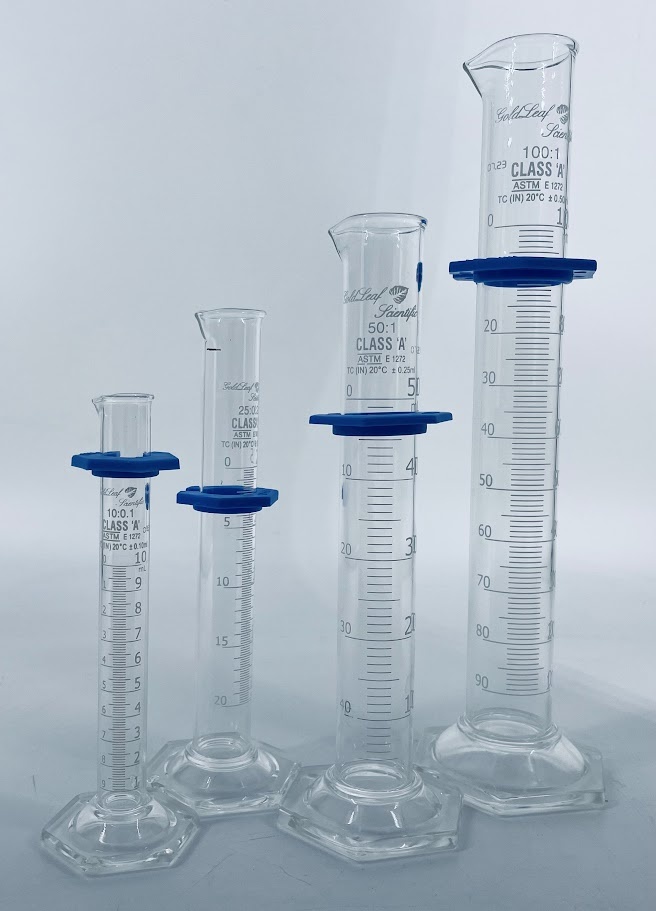 different sizes of graduated cylinders