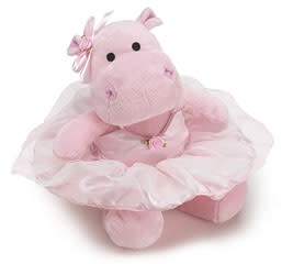 peluche hippopotame rose