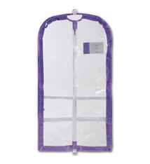 DanzNmotion Housse à costume transparente Danshuz B596, Extensible jusqu'à 3 pouces d'épaisseur, Couleur du contour: lilas