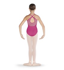 Bloch Maillot Bloch CL3557, Bretelles spaghetti croisées avec ouverture au dos en "Mesh", Broderie papillon