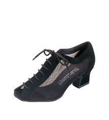 Gogodance Soulier de "Ballroom" de pratique lacé GO4050, Talon cubain 1.8 po., Avec "Mesh" au dessus