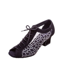 Gogodance Soulier de "Ballroom" de pratique lacé GO4052, Talon cubain 1.8 po., Avec "Mesh" au dessus