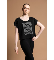 Motionwear "Crop Top" Manches courtes Motionwear 5108, imprimé: "Dance" blanc au devant