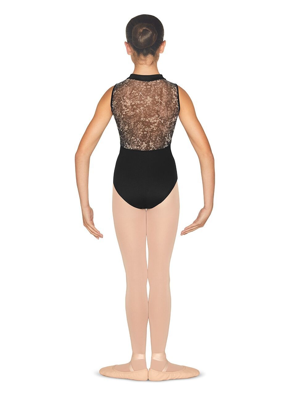 Bloch Maillot de Danse, Bloch CL2995, Col haut "Mock-T" avec fermeture éclair au devant, «Aurelia Mesh» au dos