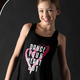 Motionwear Camisole style "Tank Top" Motionwear 4078-017, imprimé: "Dance Your Heart Out" au devant