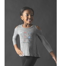 Motionwear Chandail Manches 3/4 Motionwear 4926-017 GRAY, Style "Cold Shoulder Top", imprimé: "Nutcracker Girls" au devant