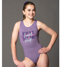 Motionwear Maillot gymnastique Motionwear 1692-503, Bretelles larges, Style "Tank", Imprimé: "Work Hard Dream Big"