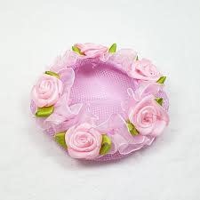 FH2 Pink Mesh bun cover with rose, FH2 BC0041