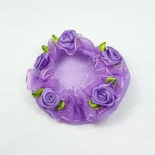 FH2 Lavender Mesh bun cover with rose, FH2 BC0042