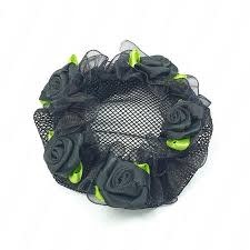 FH2 Cache-chignon FH2 BC0043, ''black bun cover with rose "