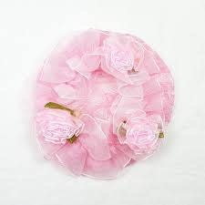 FH2 Cache-chignon FH2 BC0051, ''pink bun cover with rose "