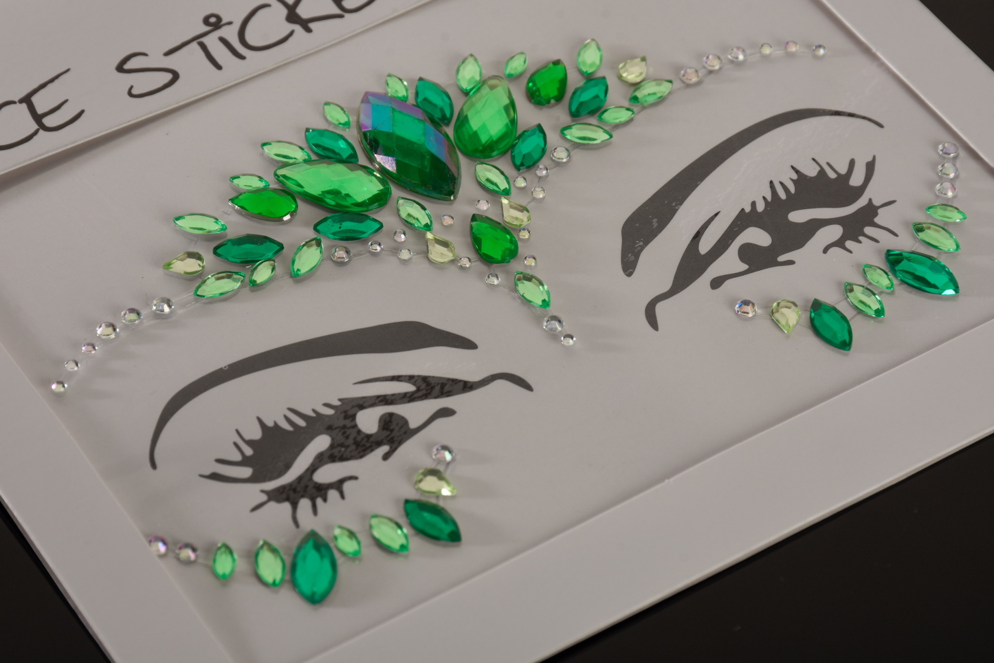 FH2 "Rhinestoned Face Jewels", FH2 FJS007, color: Green