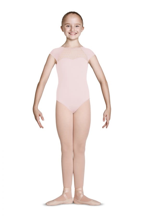 Mirella Spot Mesh Cap sleeve Dance Leotard Mirella M1532c