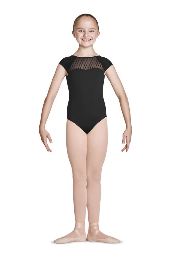 Mirella Spot Mesh Cap sleeve Dance Leotard Mirella M1532c