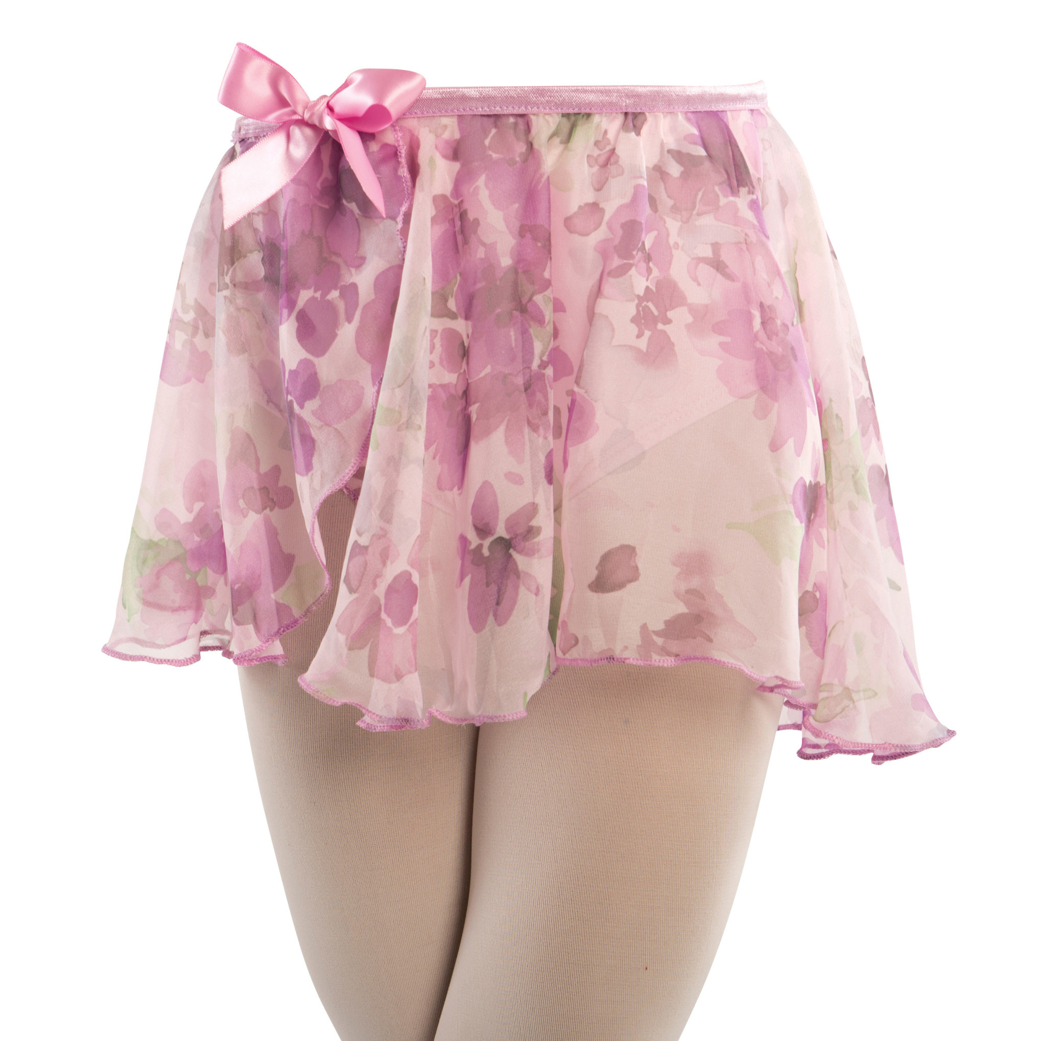 DanzNmotion Jupe Danshuz 241C, Imprimé fleuri, Taille élastique avec boucle en satin