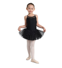 DanzNmotion Robe Danshuz 2712C, Bretelles spaghetti avec tutu pailletté et broderie au dos