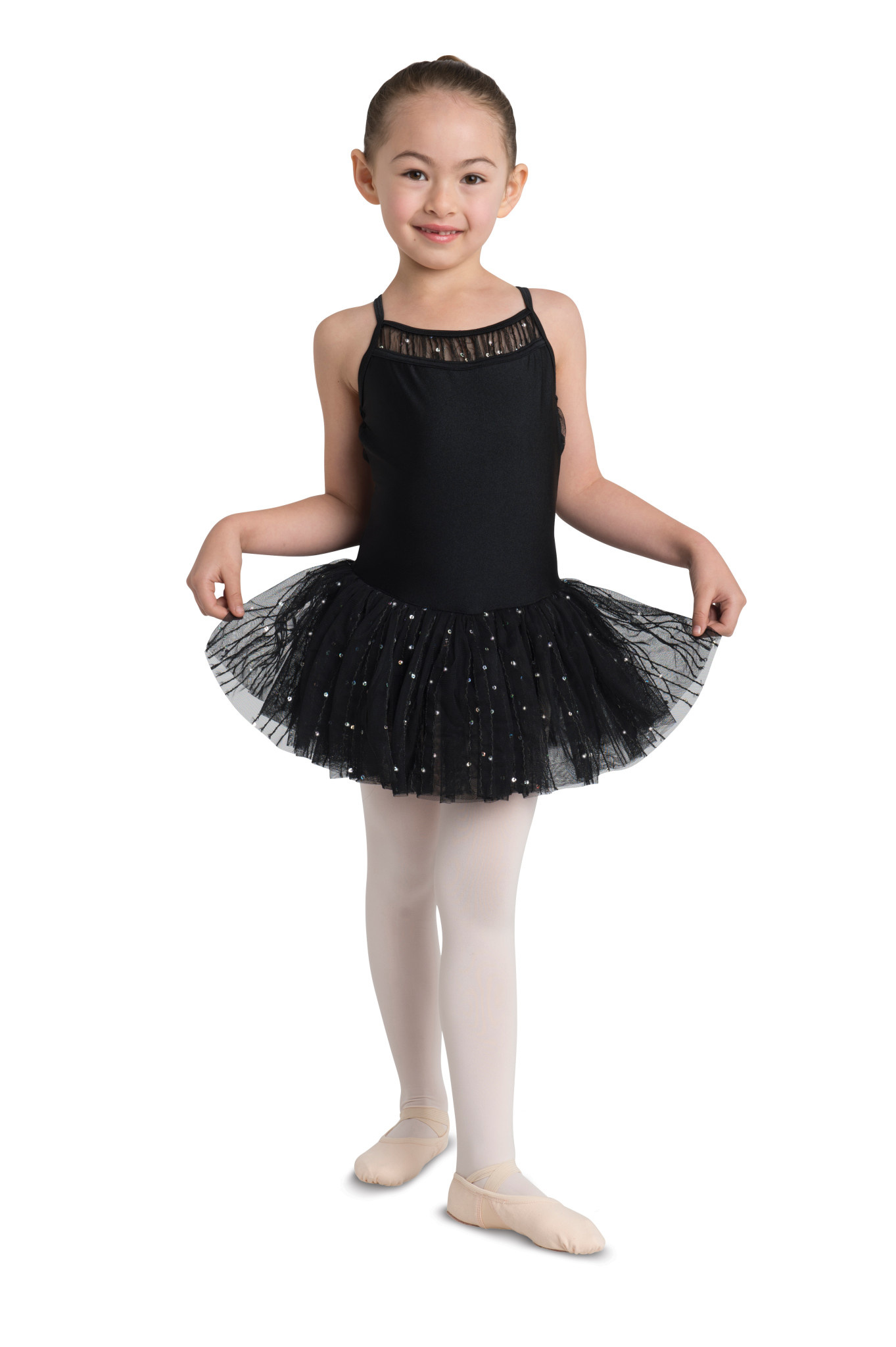 DanzNmotion Robe Danshuz 2712C, Bretelles spaghetti avec tutu pailletté et broderie au dos